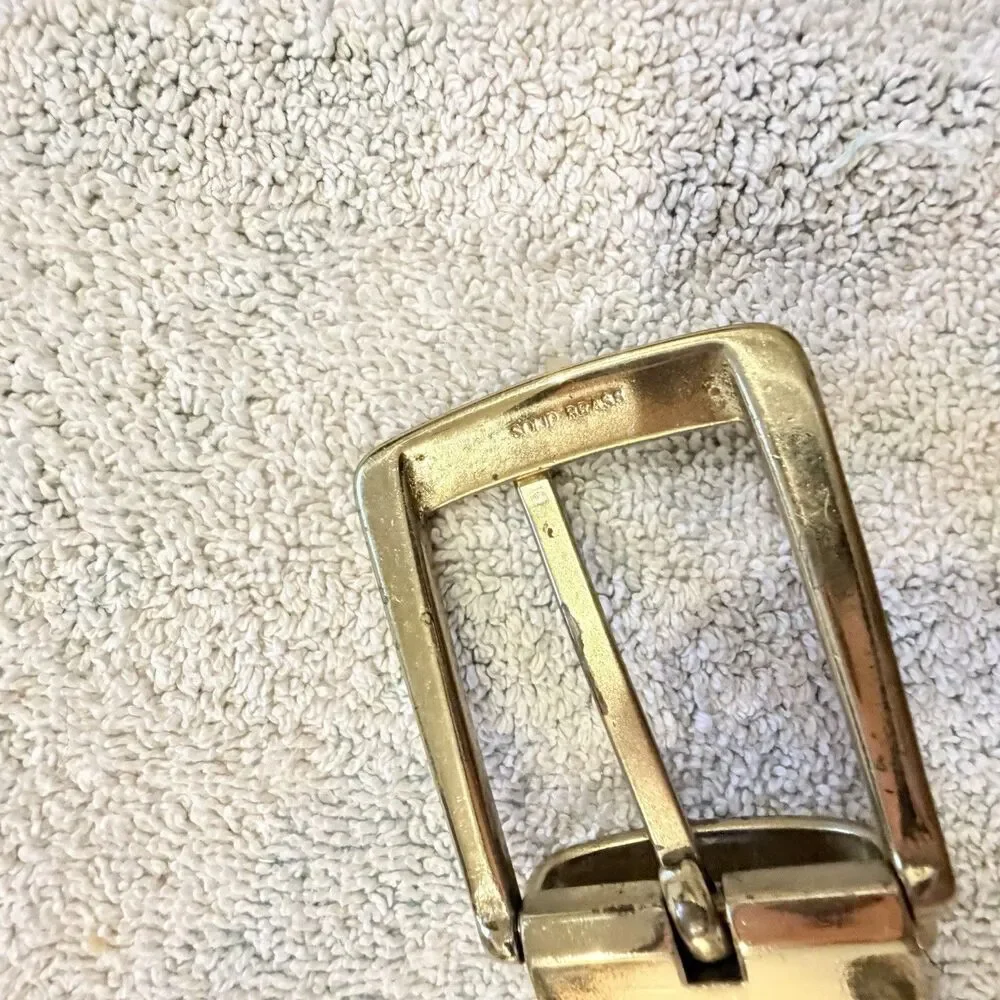 Men’s Brown Black Leather Belt Reversible Brass Buckle 38 Classic Golf 1” wide